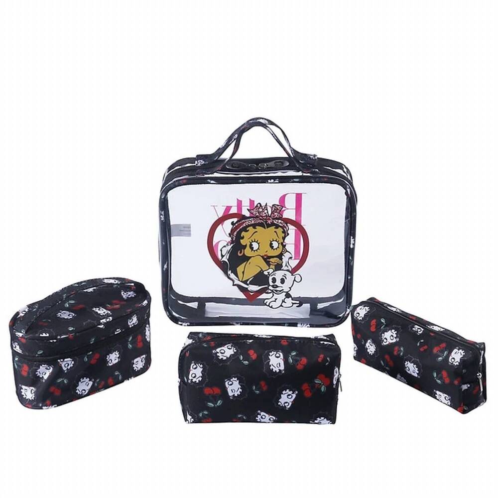 NEW BETTY BOOP women's cleat 4-pieces cosmetic bag in black